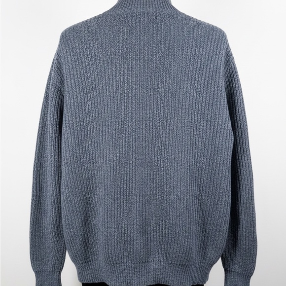 L.L. Bean Men’s Full-Zip Cotton Shaker Stitch Sweater - Blue - L-Tall - Picture 2 of 6